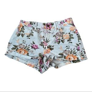 Floral High-Waisted Denim Shorts